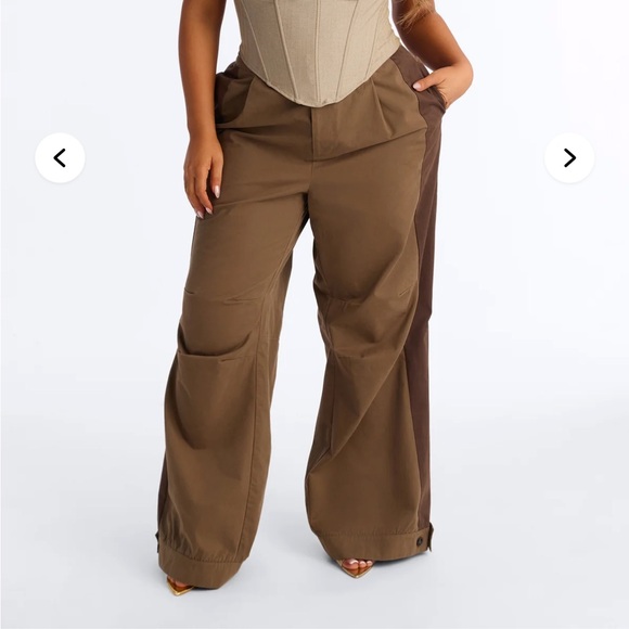 Zuri Mid Rise Colorblock Wide Leg Pant 32″ - Olive/combo size 3X - Picture 4 of 5